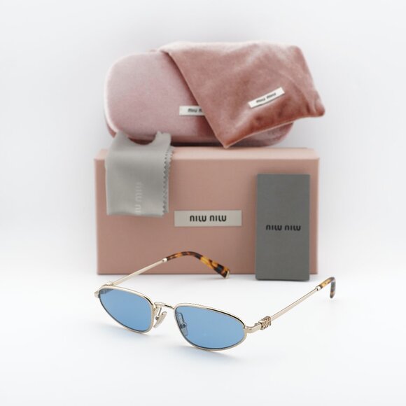 Miu Miu MUA52S ZVN60O Cat Eye Sunglasses - Gold/Blue - Picture 1 of 9